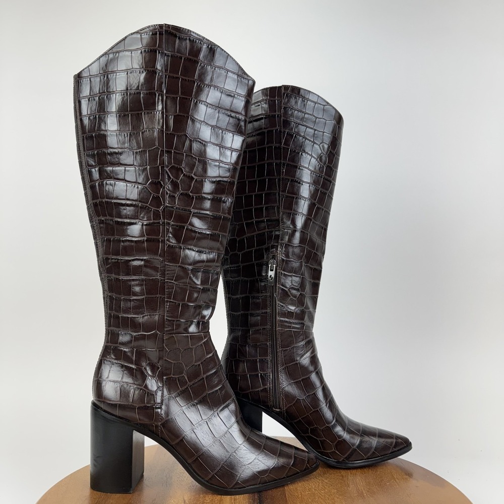 New Womens Sarto By Franco Sarto Ticada Brown Leather Riding Boots Size 9.5 M WC